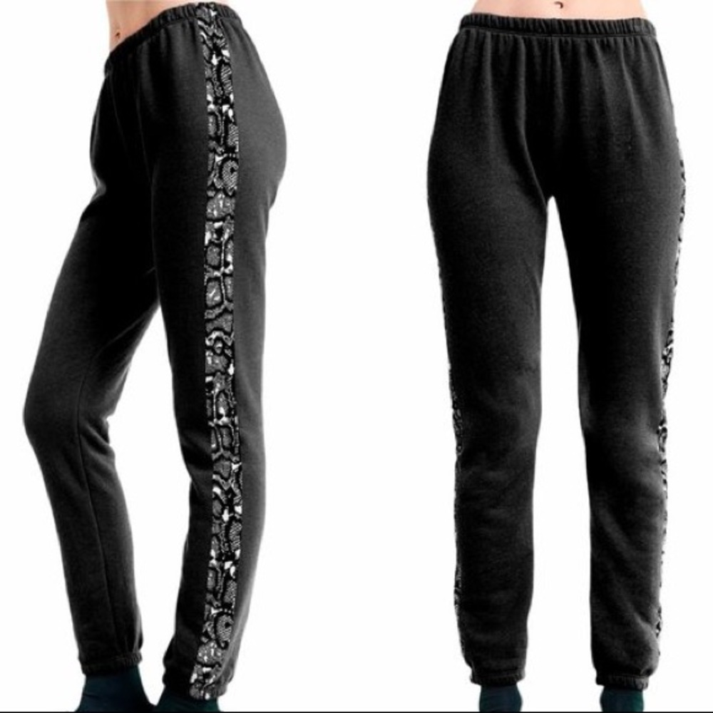 Wildfox Snakeskin Stripe Sweatpants dark grey size S